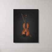 Elegant Trompe L'oeil Violin & Bow op 18x24 Black Canvas Afdruk (Voorkant)