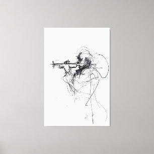 Elegant trompetspeler portret - Premium Canvas Afdruk