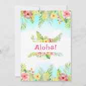 Elegant Tropical Aloha Luau Birthday Party Pink Kaart (Achterkant)