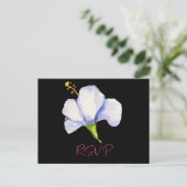 Elegant Tropical Beach Floral Black Reception Briefkaart (Staand voorkant)