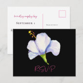 Elegant Tropical Beach Floral Black Reception Briefkaart (Voorkant / Achterkant)