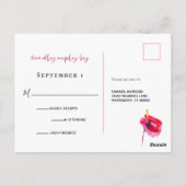 Elegant Tropical Beach Floral Black Reception Briefkaart (Achterkant)