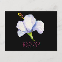 Elegant Tropical Beach Floral Black Reception Briefkaart