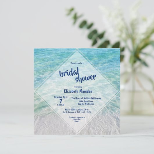 Elegant Tropical Beach Ocean Vrijgezellenfeest Kaart (Staand voorkant)