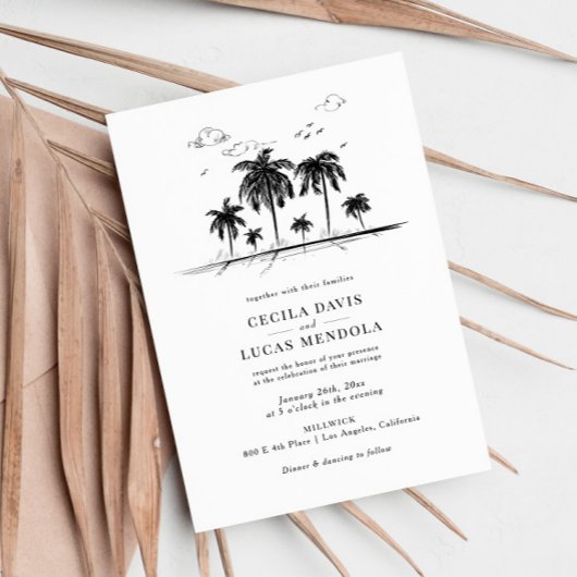 Elegant Tropical Beach Palm Tree Weddenschap