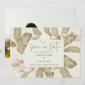 Elegant Tropical Beach Photo Save The Date (Voorkant / Achterkant)