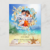 Elegant Tropical Beach Photo Wedding Aankondigingskaart (Voorkant)