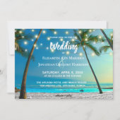 Elegant Tropical Beach String Lights Palms Ombre Kaart (Voorkant)