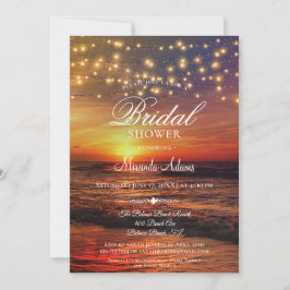 Elegant Tropical Beach String Lights Vrijgezellenf Kaart