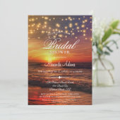 Elegant Tropical Beach String Lights Vrijgezellenf Kaart (Staand voorkant)