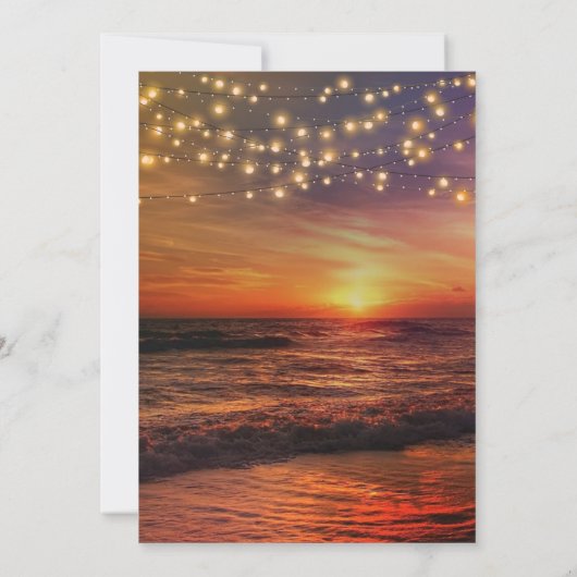 Elegant Tropical Beach String Lights Vrijgezellenf Kaart (Achterkant)