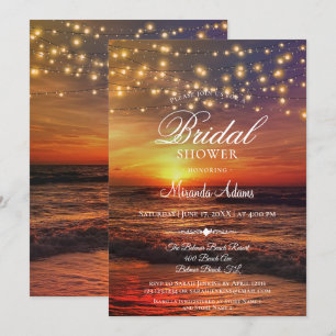 Elegant Tropical Beach String Lights Vrijgezellenf Kaart