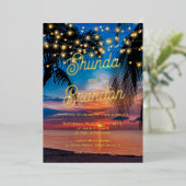 Elegant Tropical Beach Summer Weddenschap Real Folie Uitnodiging (Staand Voorkant)