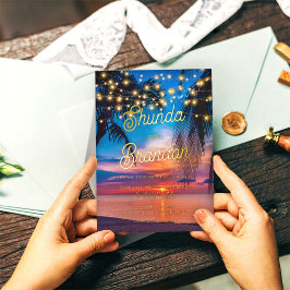 Elegant Tropical Beach Summer Weddenschap Real Folie Uitnodiging