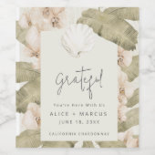Elegant Tropical Beach Thank You Wedding Wijn Etiket (Enkel label)