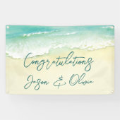 Elegant Tropical Beach Wedding Congratulations Spandoek (Horizontaal)