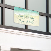 Elegant Tropical Beach Wedding Congratulations Spandoek (Buitenkant Gebouw)