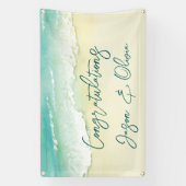 Elegant Tropical Beach Wedding Congratulations Spandoek (Verticaal)