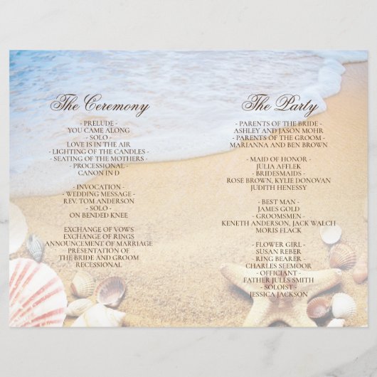 Elegant Tropical Beach Wedding Folded Program Kaar (Achterkant)