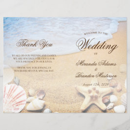 Elegant Tropical Beach Wedding Folded Program Kaar