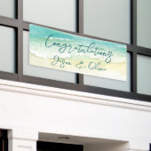 Elegant Tropical Beach Wedding Gefeliciteerd Spandoek (Buitenkant Gebouw)