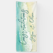 Elegant Tropical Beach Wedding Gefeliciteerd Spandoek (Verticaal)