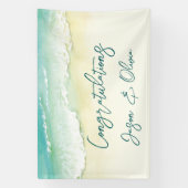 Elegant Tropical Beach Wedding Gefeliciteerd Spandoek (Verticaal)
