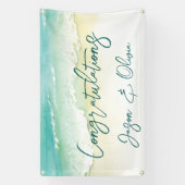 Elegant Tropical Beach Wedding Gefeliciteerd Spandoek (Verticaal)