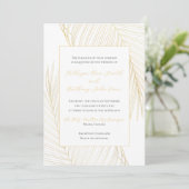 Elegant Tropical Beach Wedding Gold Uitnodiging (Staand voorkant)