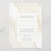 Elegant Tropical Beach Wedding Gold Uitnodiging (Voorkant / Achterkant)