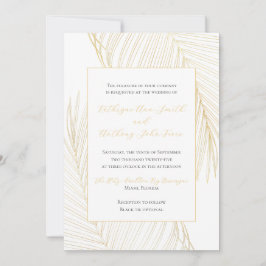 Elegant Tropical Beach Wedding Gold Uitnodiging