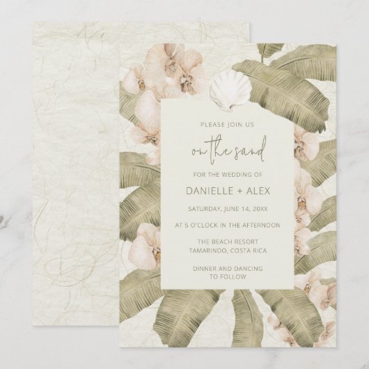 Elegant Tropical Beach Wedding Kaart (Voorkant / Achterkant)
