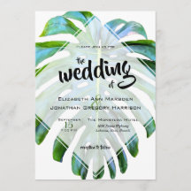 Elegant Tropical Beach Wedding Monstera Leaf