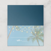 Elegant Tropical Beach Wedding Palm Trees Lights Plaatskaartje (Buitenkant ongevouwen)