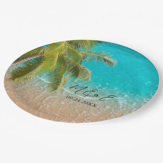 Elegant Tropical Beach Wedding Papieren Bordje (Gekanteld)