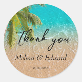 Elegant Tropical Beach Wedding Ronde Sticker