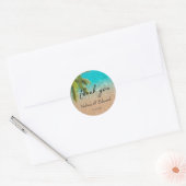 Elegant Tropical Beach Wedding Ronde Sticker (Envelop)