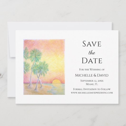 Elegant Tropical Beach Wedding Save the Date (Voorkant)