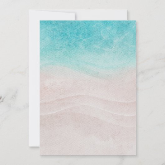 Elegant Tropical Beach Zomer Waterverf Bruiloft Save The Date (Achterkant)