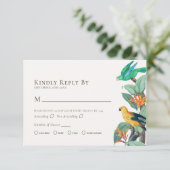 Elegant Tropical Bird Wedding RSVP Enclosure Kaart (Staand voorkant)