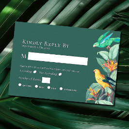 Elegant Tropical Bird Wedding RSVP Enclosure Kaart