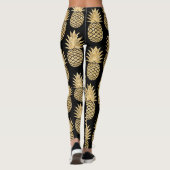 Elegant Tropical Black en Gold Pineapple Pattern Leggings (Achterkant)