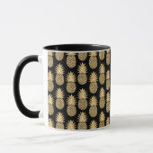 Elegant Tropical Black en Gold Pineapple Pattern Mok (Links)