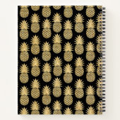 Elegant Tropical Black en Gold Pineapple Pattern Notitieboek (Achterkant)