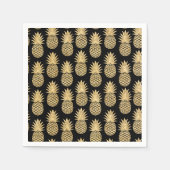 Elegant Tropical Black en Gold Pineapple Pattern Servet (Voorkant)