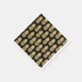 Elegant Tropical Black en Gold Pineapple Pattern Servet (Hoek)