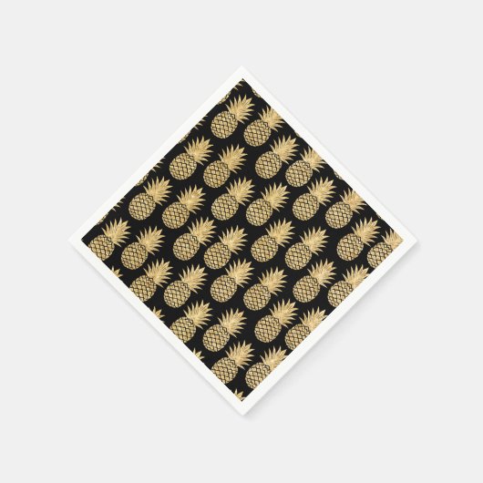 Elegant Tropical Black en Gold Pineapple Pattern Servet (Hoek)