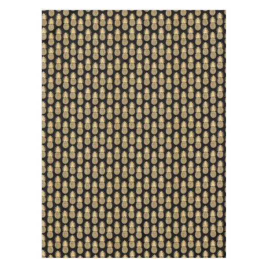 Elegant Tropical Black en Gold Pineapple Pattern Tafelkleed (Voorkant)