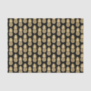Elegant Tropical Black en Gold Pineapple Pattern Tissuepapier