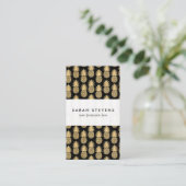 Elegant Tropical Black en Gold Pineapple Pattern Visitekaartje (Staand voorkant)